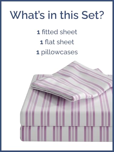 Image of Kids Twin Pink Stripes Bed Sheets - 3 Piece Kids Pink Stripes Sheet Set