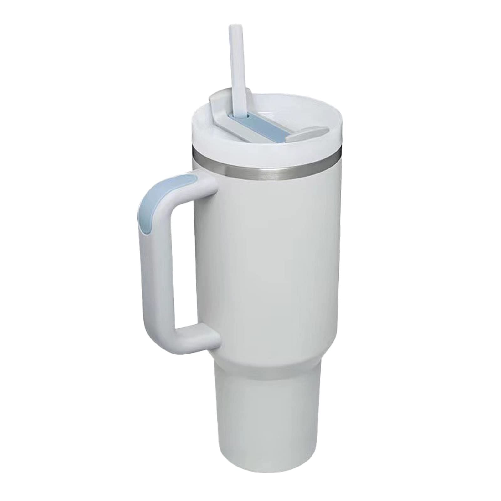 Tasse de voyage isotherme en acier inoxydable, 1200 ml – Tasse à café scellée sous vide avec poignée et paille – Gobelet réutilisable à double paroi pour boissons chaudes et froides