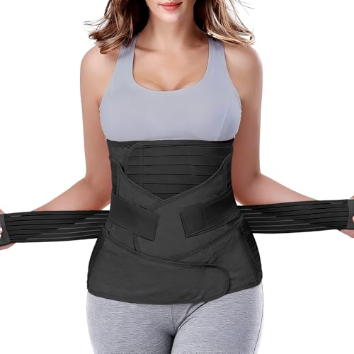 Ceinture ventrale 3 en 1 post-partum, Ceinture ventre/taille/bassin de récupération, noir, taille unique