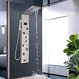 ❤LED:Badezimmer Duschpaneel, mit LED-Duschkopf und LED-Digital-Temperaturanzeige, LED-Duschkopf durch Wasserfluss gearbeitet, keine Notwendigkeit Batterie.Temperaturanzeige hilft Ihnen bei der Auswahl der besten Wassertemperatur. Vermeiden Sie Verbrennungen und duschen Sie gesund und perfekt.(Wenn die LED während des Gebrauchs nicht aufleuchtet, können Sie das Zubehör austauschen.