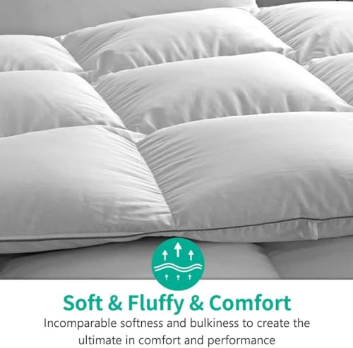 APSMILE Oversized King Down Feather Fibers Duvet Insert - Ultra-Soft All Season Down Feather Fibers Comforter Hotel Collection Comforter, Fluffy Medium Warmth (White, 120"x98") - Thumbnail 5