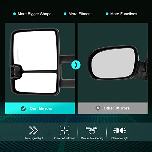 Scitoo Towing Mirrors Chrome Replace Mirror Parts With Indicator Light Light Electrical Operated Function Compatible For Fit 1988-1998 For Chevy For Gmc Silverado Sierra, Comes With Pair Mirrors #TOP1