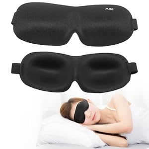Shaped 3D Sleep Eye Mask Deep Contoured – Gift for Man or Woman, Deep Contoured Shape, Comfortable Lightweight Sleeping Mask for Travel, Shift Work or Plane Journey MSC – Black1Shaped