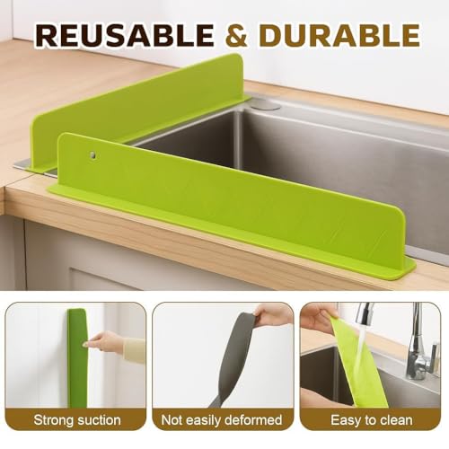 Image of Kitchen Sink Water Splash Guard Silicone || Sink Splash Guard in Kitchen || Splash Guard Kitchen Sink || Kitchen Tools & Accessories || Countertop Silicone Suction Cup (1)