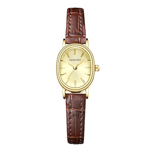 MASTOP Vintage Women’s Leather Wrist Watch – Small Gold Oval