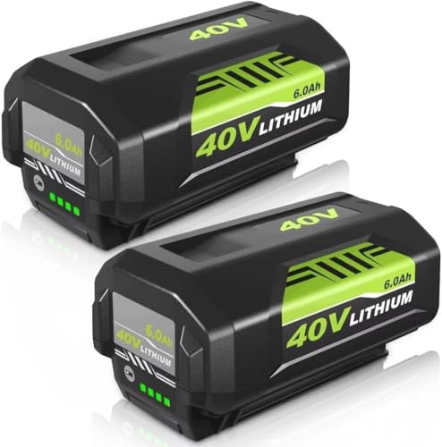 2Pack 6.0Ah OP40601 Replacement for Ryobi 40V Battery Compatible with Ryobi 40 Volt Battery Lithium OP4040 OP40401 OP4026 OP40261 OP4050 OP40201 Compatible with 40V Battery Power Tools (Green)