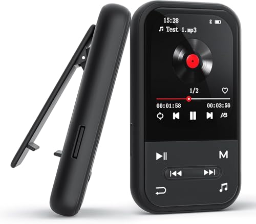 Image of 128GB Clip MP3 Player with Bluetooth 5.3, Music Player with FM Radio & Voice Recorder, E-Book, Portable Music Player Running & Workout, Supports up to 512GB, Earphones Included