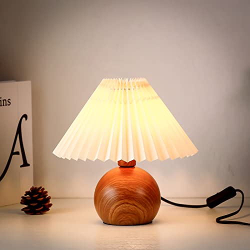 Kunjoulam Small Pleated Table Lamp, Modern Bedside Nightstand Lamp With Beige Lampshade, Metal Base Cute Lamp For Bedroom, Home Office, Living Room, Kids Room, Dorm With E12 Bulb #TOP6
