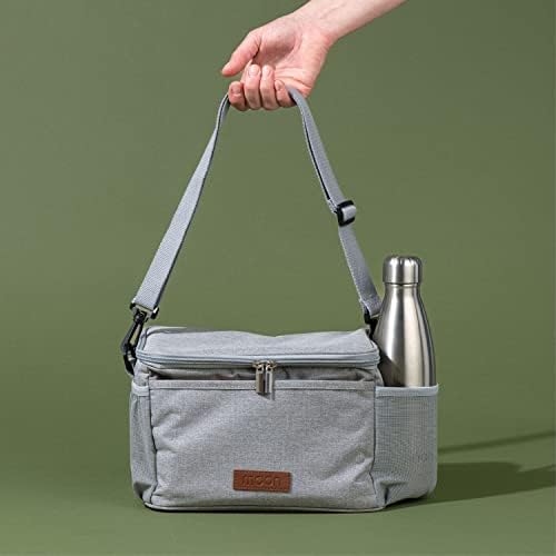 Moon Insulated Lunch Bag with Bottle Holder - Cool Bags for Women, Men, Adults and Kids - Thermal Lunch Boxes for Work - Lunch Tote Bag with Shoulder Strap - UK Company (7 Litre, Black)