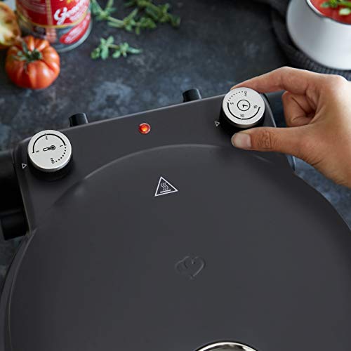 Pizzaoven Peppo 1200W, pizza maker, mini-oven elektrisch, 350 °C, incl. emaille koekenpan en 2 pizzascheppen - Antraciet - Image 4