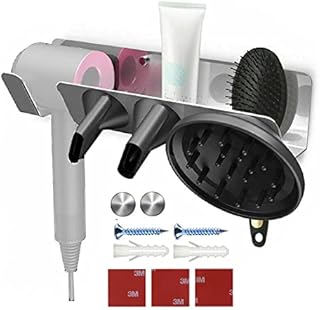 NganSuRong Magnetic Hair Dryer Holder Wall Mount Stand Rack Bracket Shelf Bathroom Salon Storage Organizer Stainless Steel Hairdressing Hanger Compatible With Dyson Supersonic