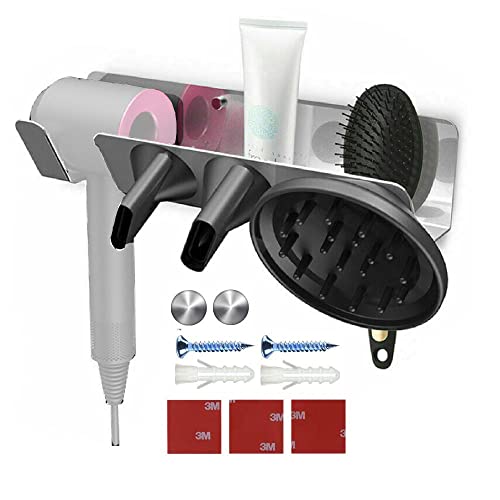 NganSuRong - Support mural magnétique pour sèche-cheveux, étagère de salle de bain et salon de coiffure en acier inoxydable, pour Dyson Supersonic Cover