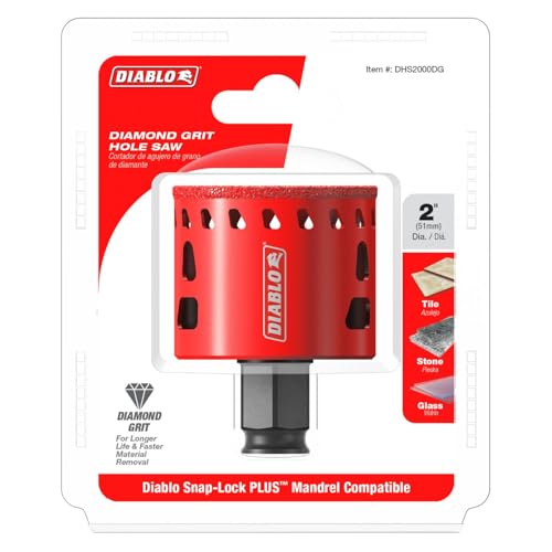 Diablo Diamond-Grit Hole Saw with Snap-Lock Plus Mandrel System - Ideal for Tile, Stone and Glass - 2" Diameter - DHS2000DG by Diablo - Image 2