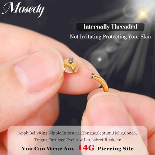 3PCS 14G Titanium Replacement Balls for Piercing Internally Threaded Belly Button Piercing CZ Nipple Tongue Industrial Ring Top Piercing Jewelry Parts 5mm4