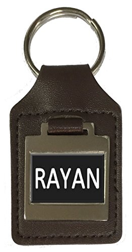 Porte-clés en cuir marron gravure au choix Rayan anniversaire