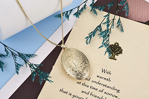 Zysta Vintage Charms Medaillon Kette für Foto Bilder Oval Anhänger zum öffnen Kupfer Amulett für Damen Herren (#2)