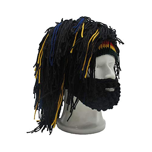 Image of Funny Rasta Wig Beard Hats Knitted Jamaican Rasta Beanie Hat with Dreadlocks Christmas Halloween for Men Women