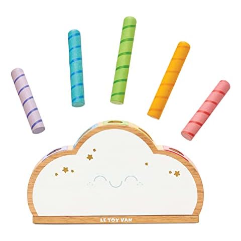 Le Toy Van PL133 Wooden Educational Petilou Rainbow Cloud Pop Press and Release Baby Sensory Montessori Toddler Learning Toy-Suitable for 18+ Months Cover