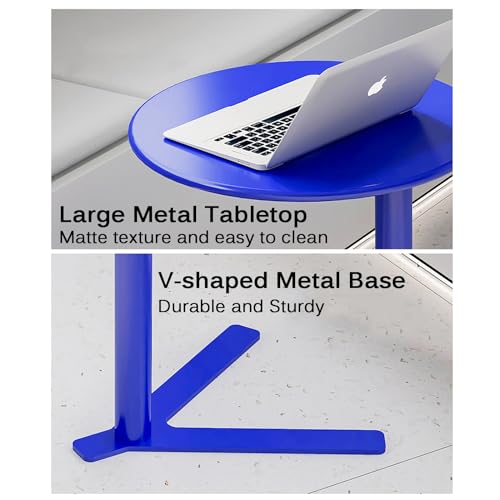 Mesa auxiliar en forma de C verde con estructura de metal ajustable para salon 6