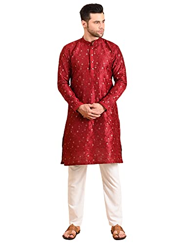 Image of Uri and MacKenzie Embroidery Silk Men's Kurta Pyjama Set