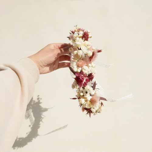 Corona de flores secas para recién nacido miniatura 4