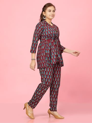 Image of Aarika Girls Blue Colour Cotton Blend Printed Co-ord Set