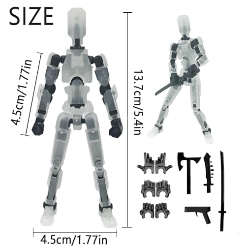 Image of DANONI Titan13 Action Figure, Lucky Robot 13 Action Figures, 3D Printed Multi-Jointed Movable Action Figure, Dummy Robot 13 Action Figures for Desktop Decorations Game Gifts(Transparency)