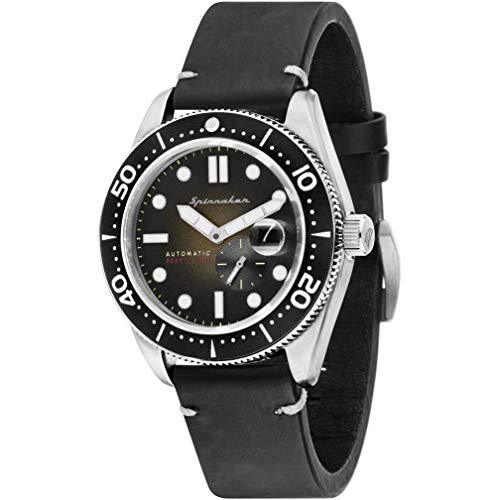 Spinnaker Croft Men's Automatic 3 Hands Watch with Black Dial and Black Genuine Leather Strap - SP-5058-03