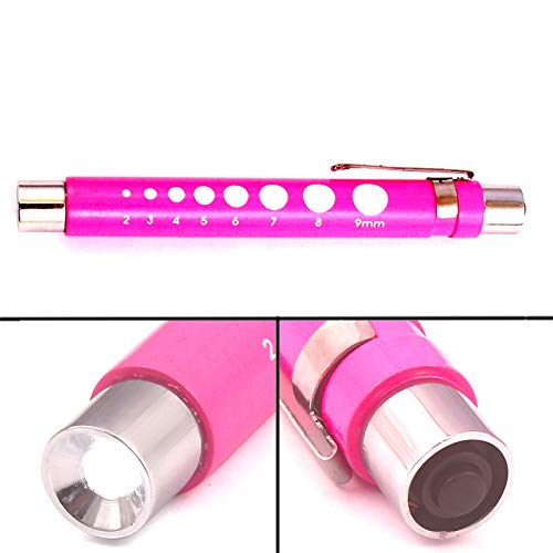 Precise Canada: Reusable LED Diagnostic Penlight with Pupil Gauge for Nurses Doctors with Pocket Clip Pink Color