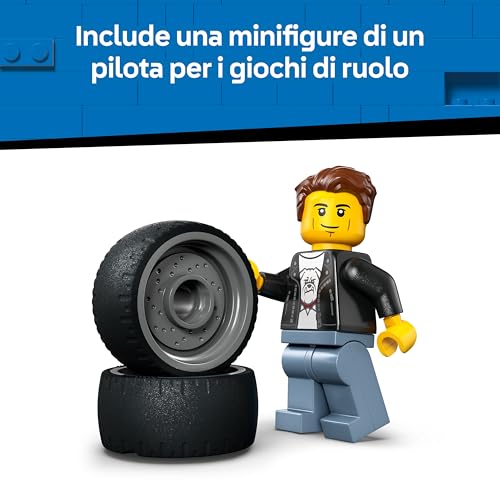 City Bolide - Auto da Corsa Giocattolo - Macchina con Minifigure del Pilota e Tetto Apribile - Set per lo Sviluppo della Motricità Fine - Regalo di Compleanno per Bambini da 5 Anni in su - 60485 - Lego - Immagine 4