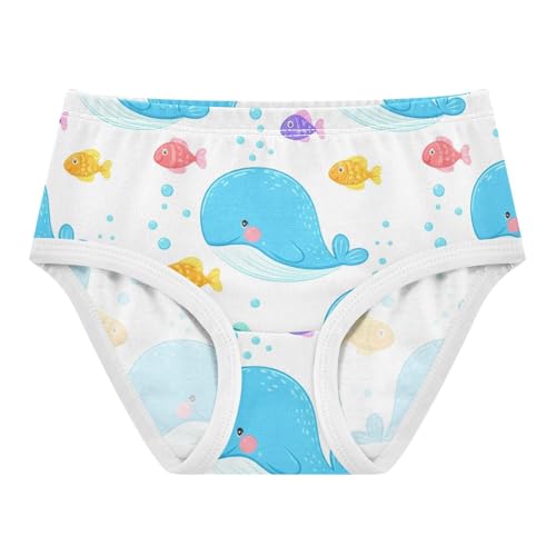 Cute Blue Whales Colorful Fish Cute Panties Girl Toddler Girls Underwear Cotton Stylish Briefs Kids Undies 2t