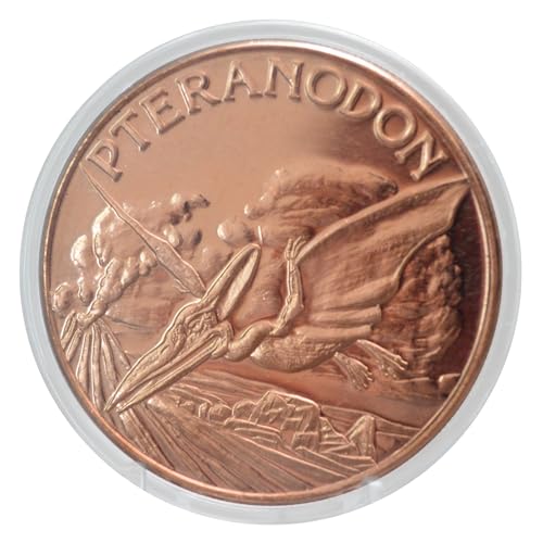 Image of Prehistoric Pteranodon Dinosaur - 1 oz .999 Pure Copper Round Collecticble 39mm Challenge Coin in Capsule - COA by Heavenly Metals