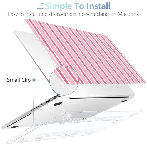 Image of MEEgoodo Case for M5 MacBook Pro 16 inch Case 2026 2024 2023 2021 with M5 M4 M3 M2 M1 Pro /Max Chip, Fit Model A3429 /A3428 /A3403 /A3186 /A2991 /A2780 /A2485, Light Pink&White Stripes