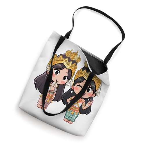 Bolso tipo tote con diseño de Apsara jocosa en estilo chibi, inspirado en la cultura khmer camboyana miniatura 2