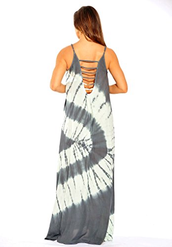 Image of Riviera Sun Women's Tie Dye Maxi Dress, Spaghetti Strap Open-Back Sundress and Beach Cover Up