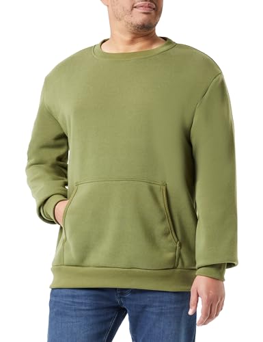 Sweat tricot homme col rond olive en taille XL, pull chaud au style intemporel