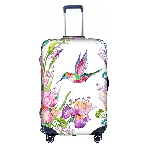 SHuWeiD Funda protectora de equipaje con estampado de pájaros y flores, de poliéster, lavable, para equipaje de viaje, color blanco, tamaño mediano, Blanco, Medium