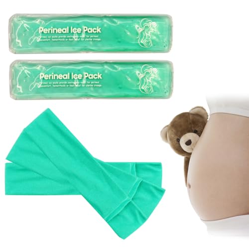 Image of Perineal Cooling Pad for Postpartum & Hemorrhoid Pain Relief,Hot and Cold Pads for Postpartum Essentials, Hot & Cold Packs for Women After Pregnancy and Delivery, 2 Ice Pack and 3 Cover (Green)