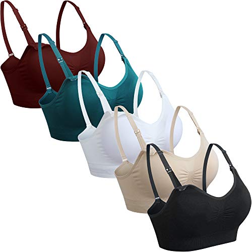 GXXGE - Sujetador de maternidad y lactancia sin costuras para mujer, con cierre push-up - Rojo - L 75DD 80DD 85C/D 85DD 90B/C