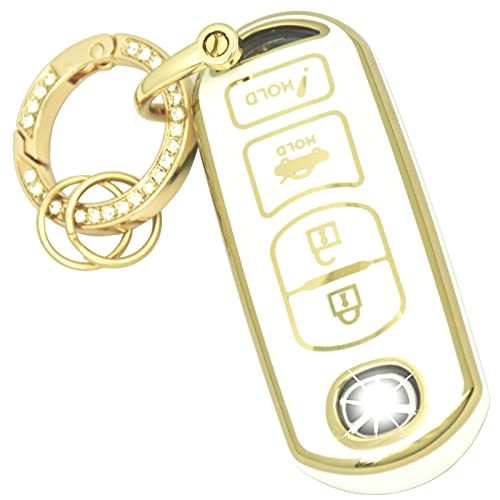 Yubomt For Mazda Key Fob Cover,Smart Car Key Shell With Key Ring For Mazda 2 3 6 Cx3 Cx4 Cx5 Cx7 Cx9 Atenza Axela Mx5 Miata,White #TOP4