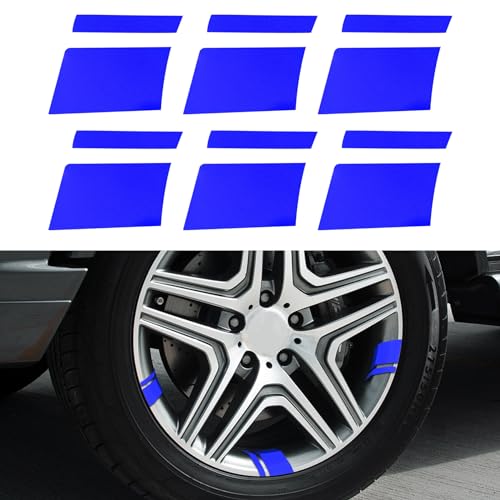 deemars 6PCS Calcomanía para Llantas, Pegatinas de Coche para el Tamaño de 18 '- 21', Impermeable de la Rueda de la Raya de la Llanta del Coche Rayas Universal para Camión Coche Bicicleta (Azul)
