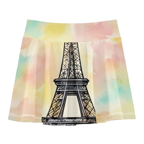 Toddlers Tennis Skirts Paris Eiffel Tower Pastel Athletic Shorts Girls Skorts Custom Cheer Skirt 4t2