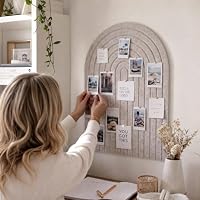 Large Arched Textured Felt Bulletin Board in Beige - Cork Board Alternative — image 3