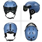 Topyond Skihelm, Schneesporthelm für Männer und Frauen, Skateboardhelm mit herausnehmbarem Innenfutter und Ohrpolstern (Light Green with Goggles)