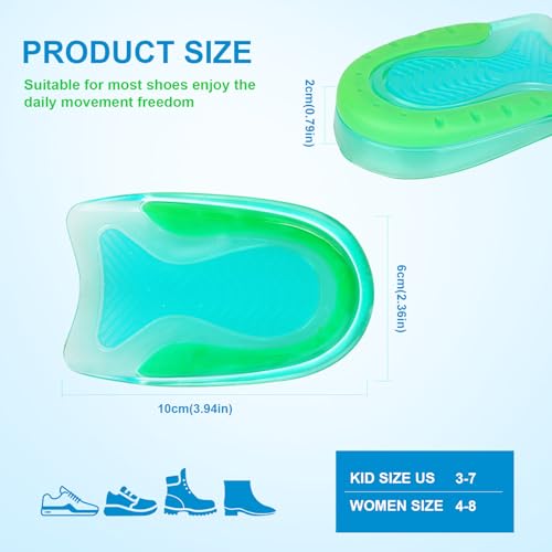 Image of Kids Heel Cups for Heel Pain Sport Traction Shock Absorbing Lightweight Gel Heel Inserts for Kid's with Sensitive Heels, Heel Spurs, Plantar Fasciitis, or Ankle Pain by Plantarecover,1 Pairs