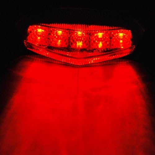 Miniatura 5 de Astra Depot Lente transparente de corte de diamante, 10 luces LED rojas para frenar y correr, compatible con Suzuki Honda, Yamaha, Kawasaki, Street