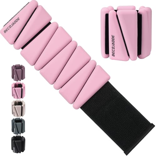 Image of BECOJADDE Ankle Weights Set of 2 (1 lb /2 lb /3 lb Each) Adjustable Wrist Weights for Women Men Wearable Arm Leg Weight for Pilates, Running, Walking, Workout, Yoga