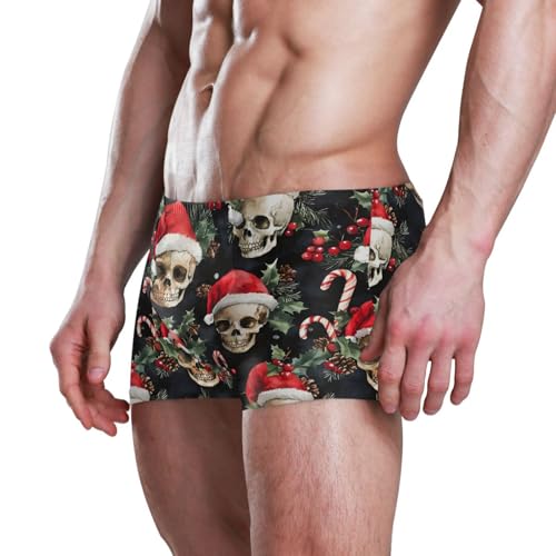 Skulls Christmas Santa Hats Mens Swim Trunks Swimwear Bathing Suit Swim Brief Square Leg Board Short S-3XL 202c01514