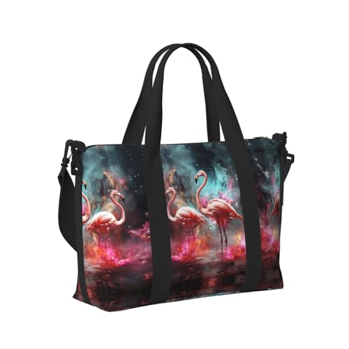 Travel Bag for Weekend Trips, Airplane Carry-On with Adjustable Strap, Flamingo (1)