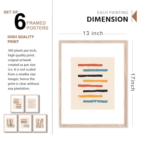 Image of NoWorries Set of 6 Premium Modern Minimal Art Wall Poster Paintings | Elegant Living Room Wall Decor for Home Decoration (13x17 Inches) | ART ATTACK-5 Collection
